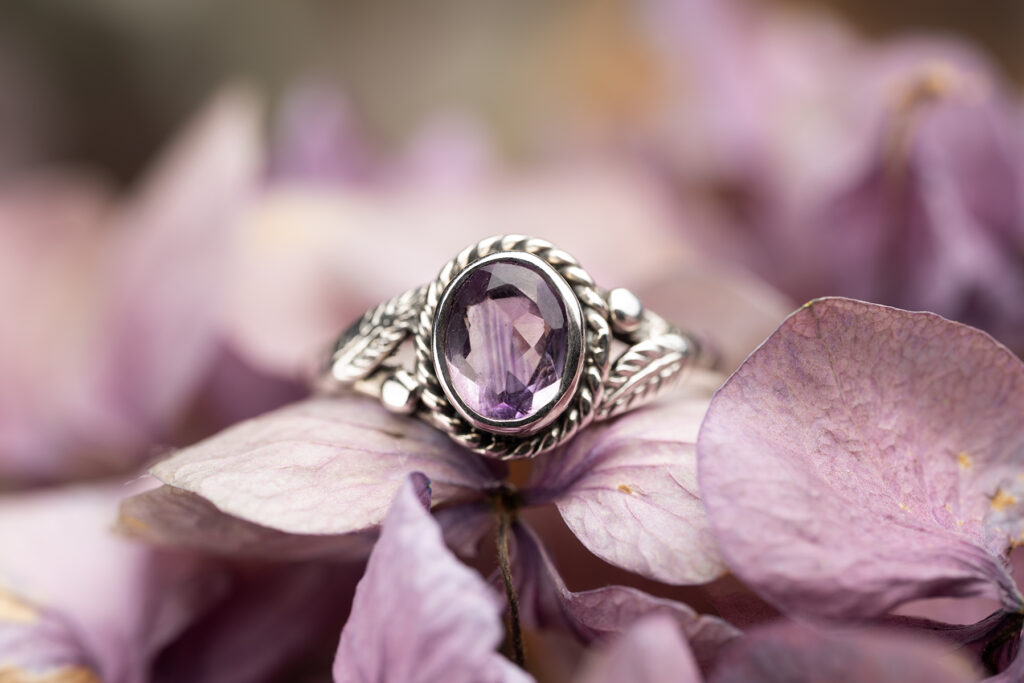 srebro z kamieniami - ametyst
